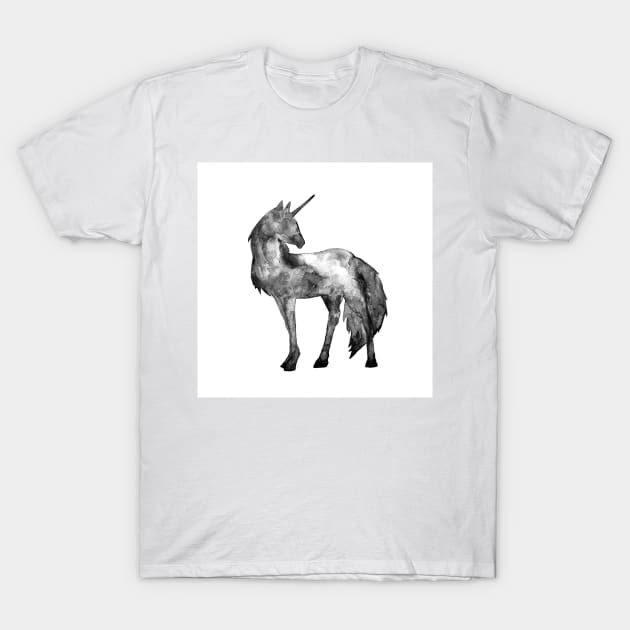 Unicorn, black and white T-Shirt by Luba_Ost